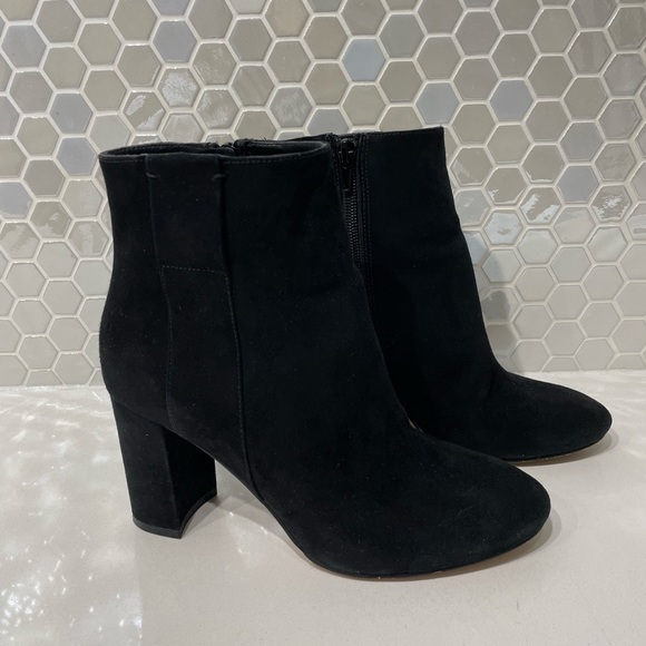 Black Suede Heeled Ankle Boots (Nine West) - Picture 9 of 9
